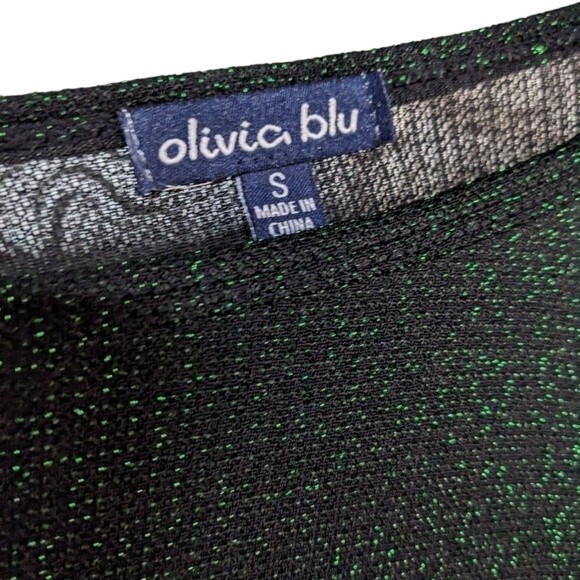 Green Glittering Chic Cozy Sparkly Shiny Glam Olivia blu sweater Size Small - Picture 4 of 6